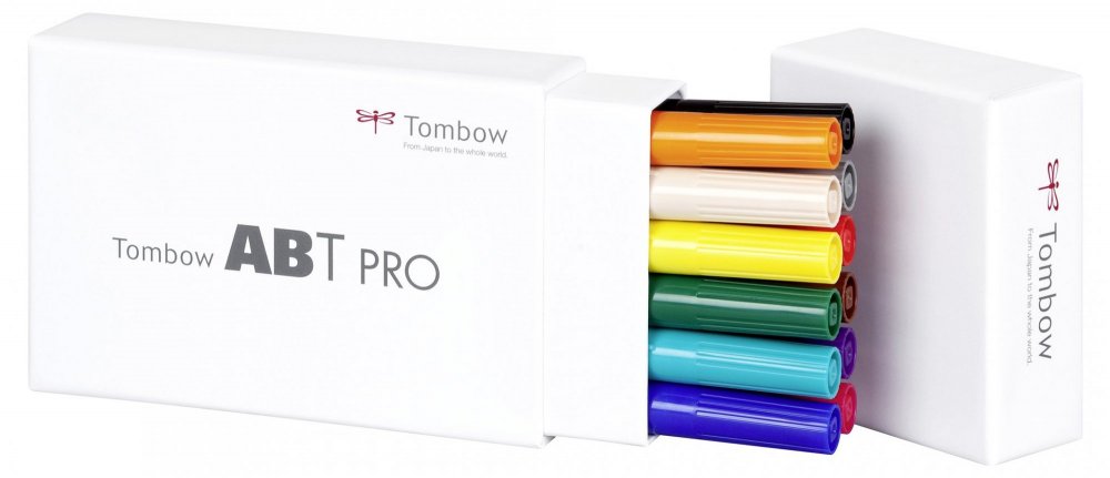 Tombow Sada oboustranných lihových fixů ABT PRO – Basic colors, 12 ks